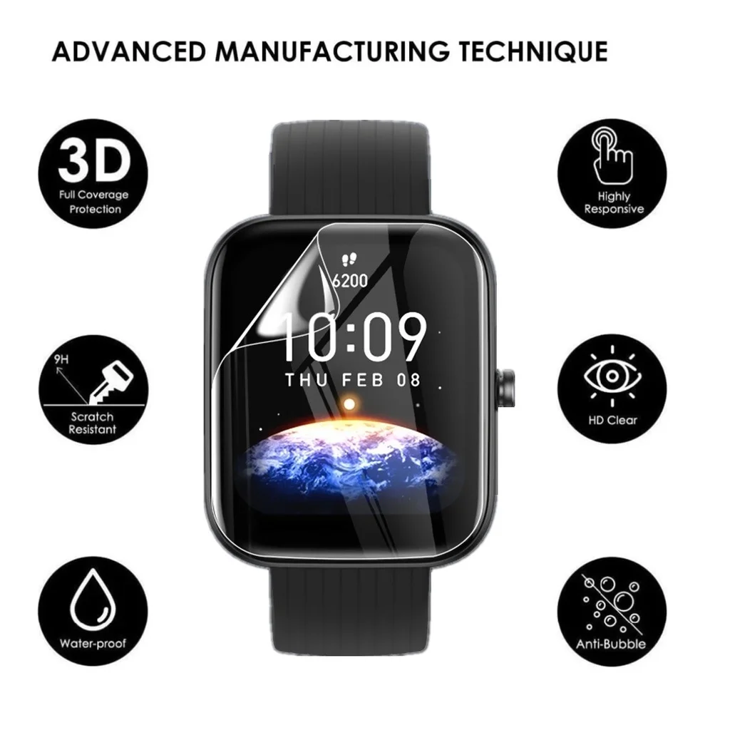 1-5PCS Hydrogel Film For Amazfit Bip 3 3Pro Screen Protector Soft Watch Film For Amazfit Bip 3 3Pro Curved Clear Protective Film