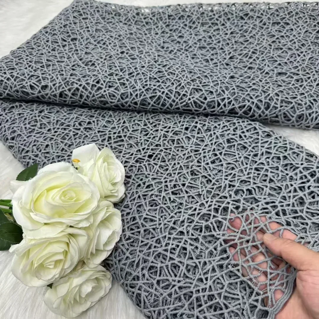 

Party Season African Milk Silk Cord Lace Fabric High Quality Lace Water Soluble Nigerian Guipure Cord Laces For Wedding Dress