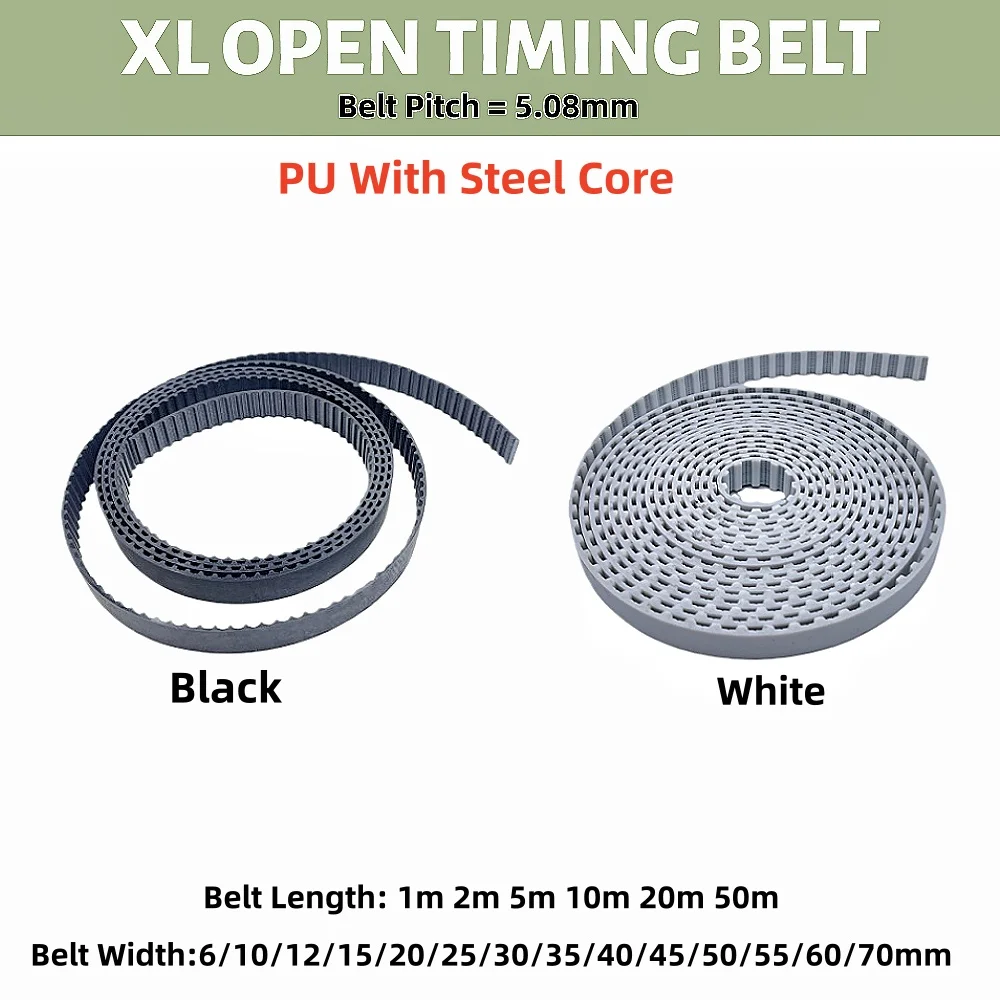 XL Open Timing Belt PU Belt Width 6mm To 70mm XL Synchronous Belt Polyurethane Steel PU Belt XL Type Open Belt Pitch 5.08mm