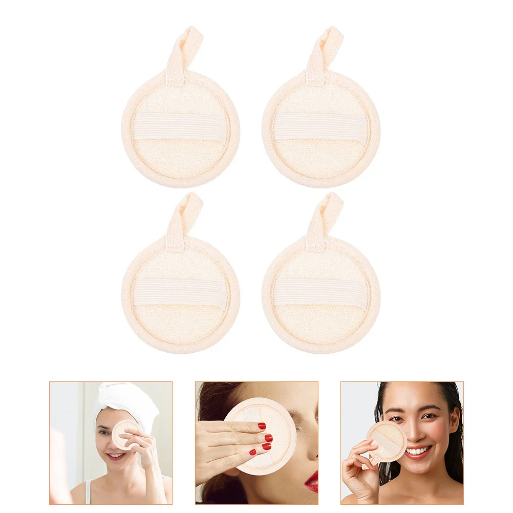 

4pcs Makeup Remover Pads Natural Loofah Face Cleaning Sponge Exfoliating Facial Cleansing Tool For Sensitive Skin Daily Wash