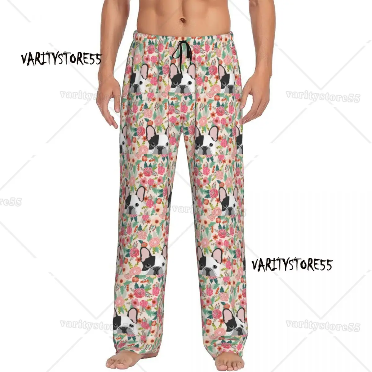 

Custom French Bulldog Florals Dog Gifts Pet Pajama Pants Men Bouledogue Pet Lounge Sleep Stretch Sleepwear Bottoms with Pockets