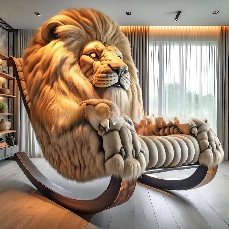 Internet celebrity lion sofa chair living room furniture two-dimensional sofa bedroom bed creative size apartment