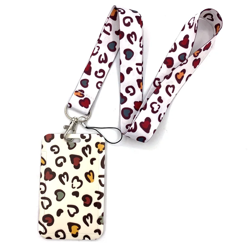 Leopard print Neck Strap Lanyards ID badge card holder keychain Mobile Phone Strap Gift Ribbon webbing necklace