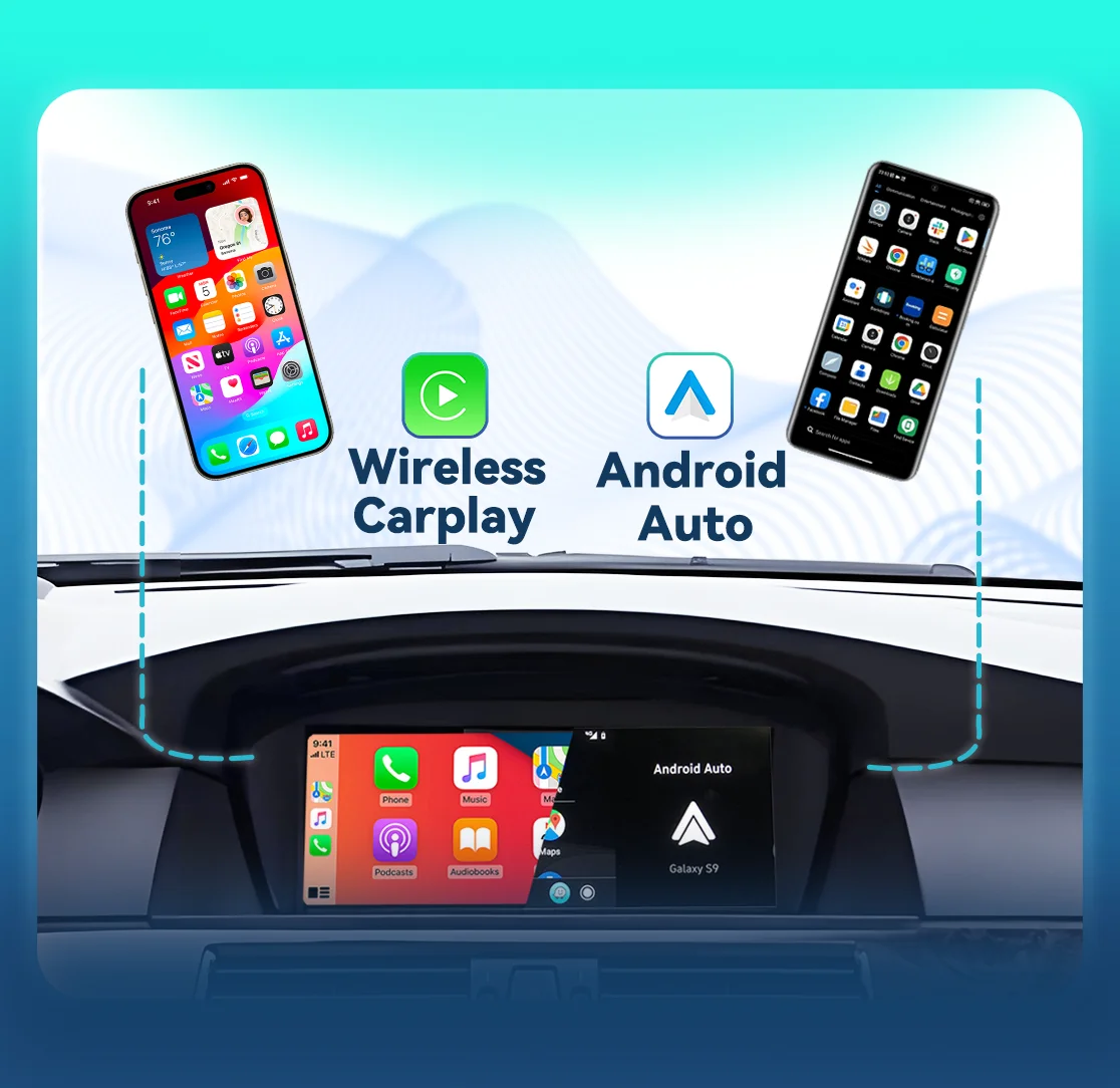 BONROAD راديو السيارة اللاسلكي Carplay مع يوتيوب لسيارات BMW 5 Series E60 E61 E62 E63 E64 E90 E91 E92 شاشة تعمل باللمس للوسائط المتعددة #5