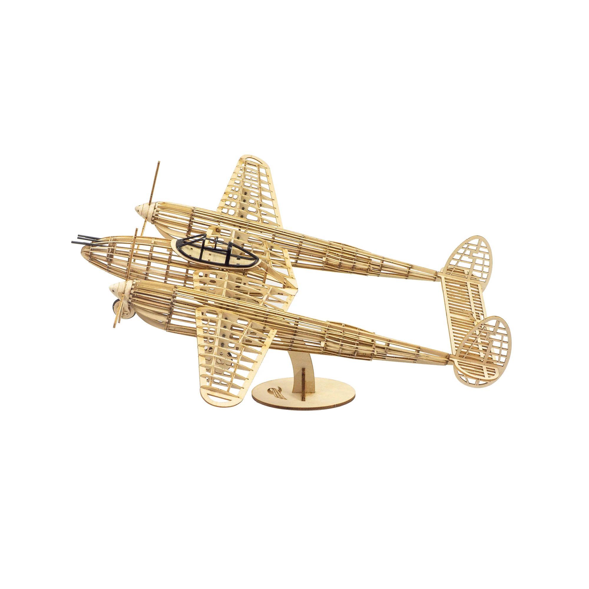 P-38 Lightning Balsa Wood Plane Model Kit 450mm Laser Cut Wooden Aircraft Static DIY Gift Display