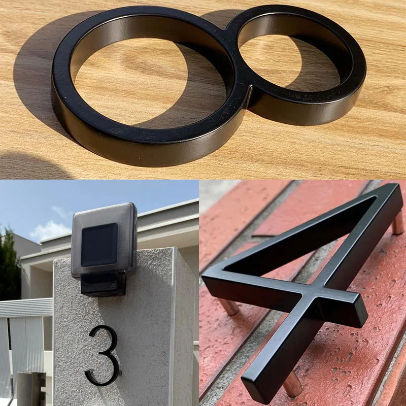 5 Inches House Numbers Letters Outdoor Street Address Sign Plates Floating Metal Door Number Doorplates Modern Mailbox Signs 0-9
