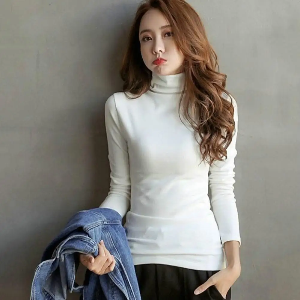 

Ladies Bottom Top Solid Color Commuter Style Dressing Pure Color Coldproof Pullover Top Women Pullover Top for Daily Wear