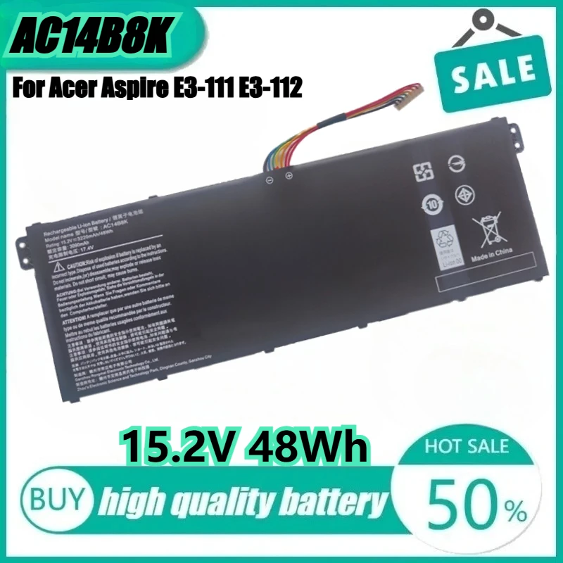 

Новый аккумулятор для ноутбука AC14B8K Acer Aspire E3-111 E3-112 E3-112M E5-771 E5-771G ES1-311 ES1-511 ES1-512 для шлюза NE512