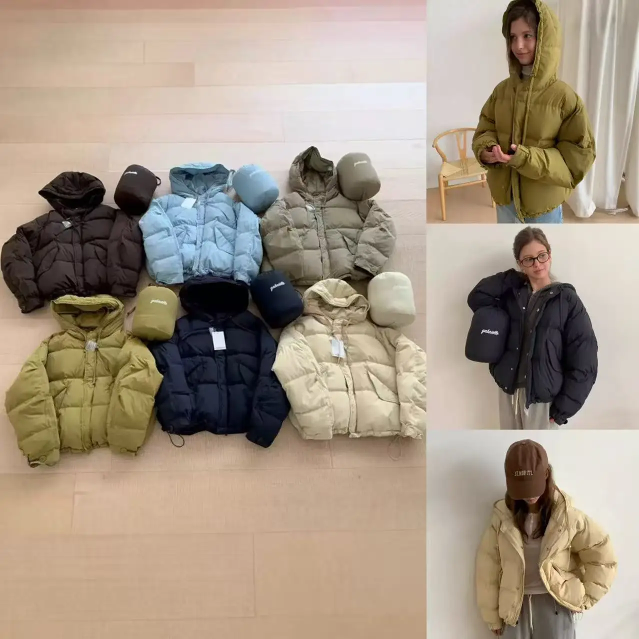 

Gabrielle Waist Corded A-Line Dopane Candy Colored Hooded 90 Du down Jaet Outerwear Long Sve Zipper Closure Pure Color