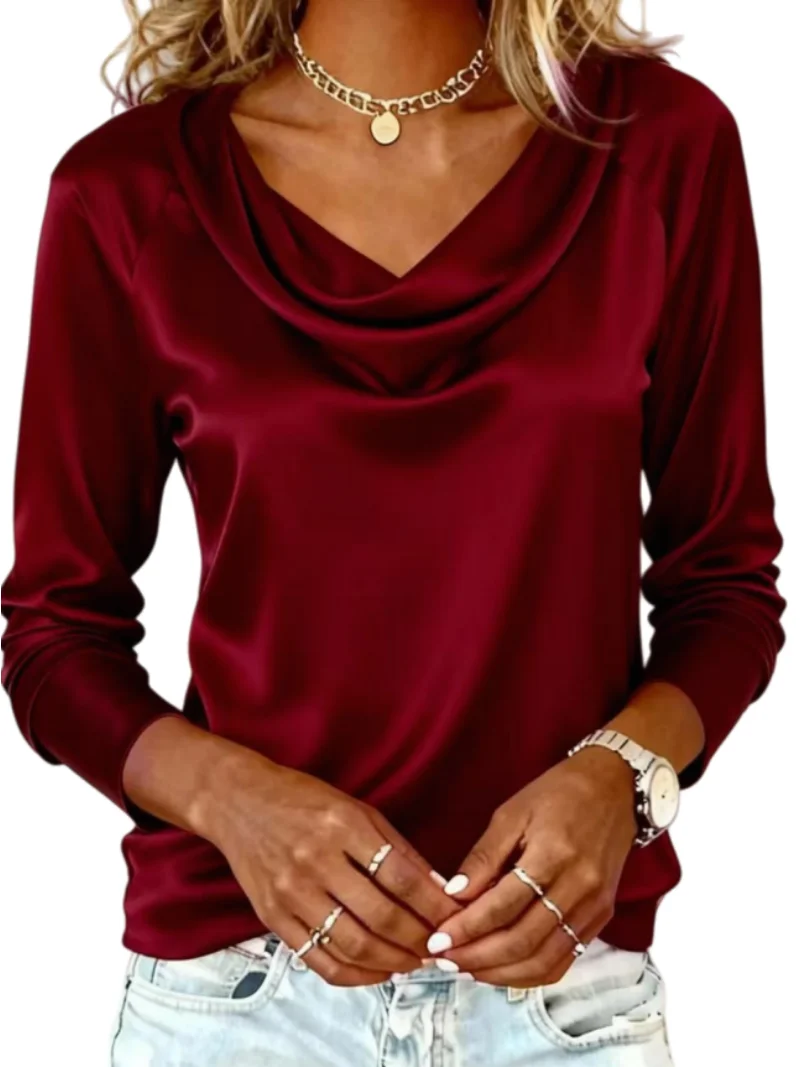 Luxuriöse Satin-Bluse in Unifa – Shirt Camp Collar Bewertung und Preis