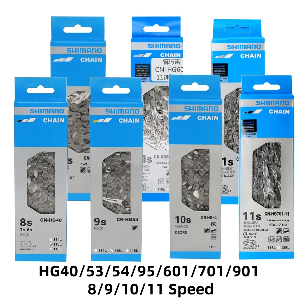 

SHIMANO Bicycle Chain CN-HG40 HG53 HG54 HG95 HG601 HG701 HG901 MTB Bike Chain 8 9 10 11 Speed 116L Bike Chains Bicycle Parts