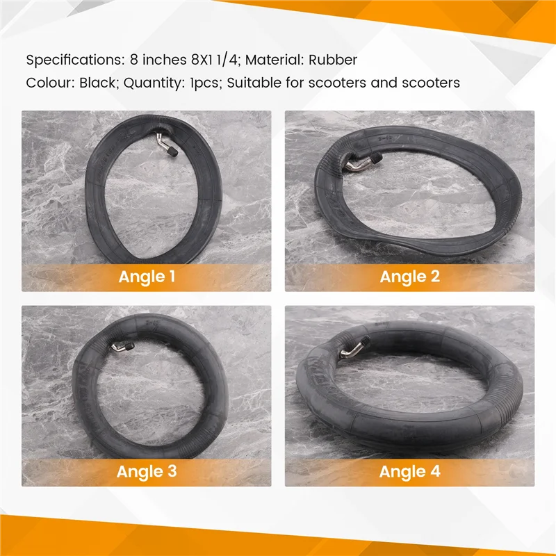 

8 Inch 8X1 1/4 Scooter Inner Tube With Bent Valve Suits A-Folding Bike Electric / Gas Scooter Tube-A02G