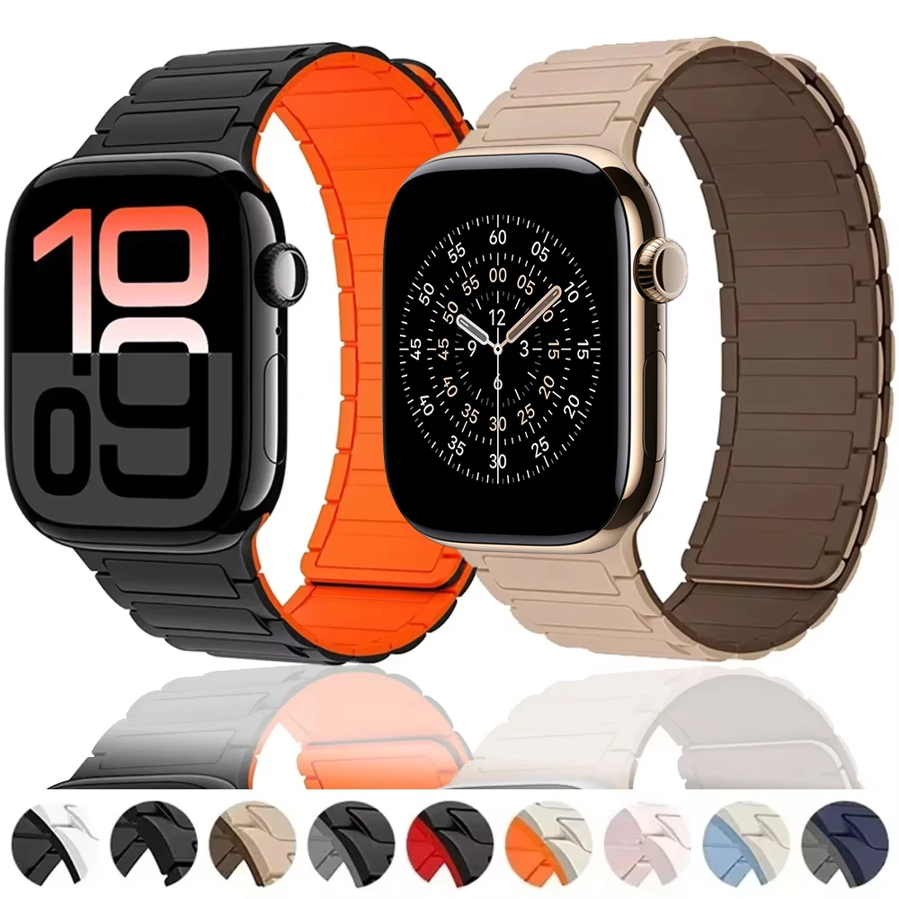 Magnetic Sports Band for Apple Watch Ultra 3 2 1 49mm 11 10 46mm 42mm Silicone wristband IWatch 9 8 7 6 5 4 45mm 41mm 44mm 40mm