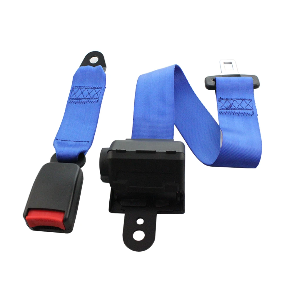 2 Point Universal Car Safety Belts Adujstable Seat Belt Automatic Telescopic Lock Buckle Retractors Universal Blue Car Belt