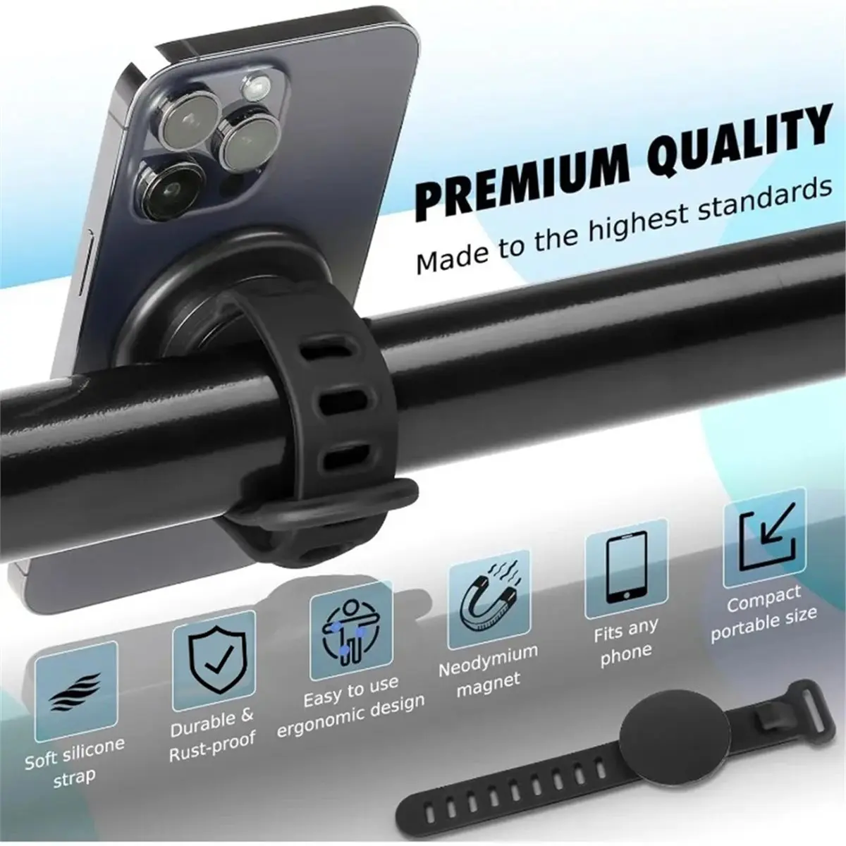 A64I Magnetic Wrist Phone Holder Double Side Strong Magnet Bracket for Gym Running Cycling Driving Vlog Recording Tool