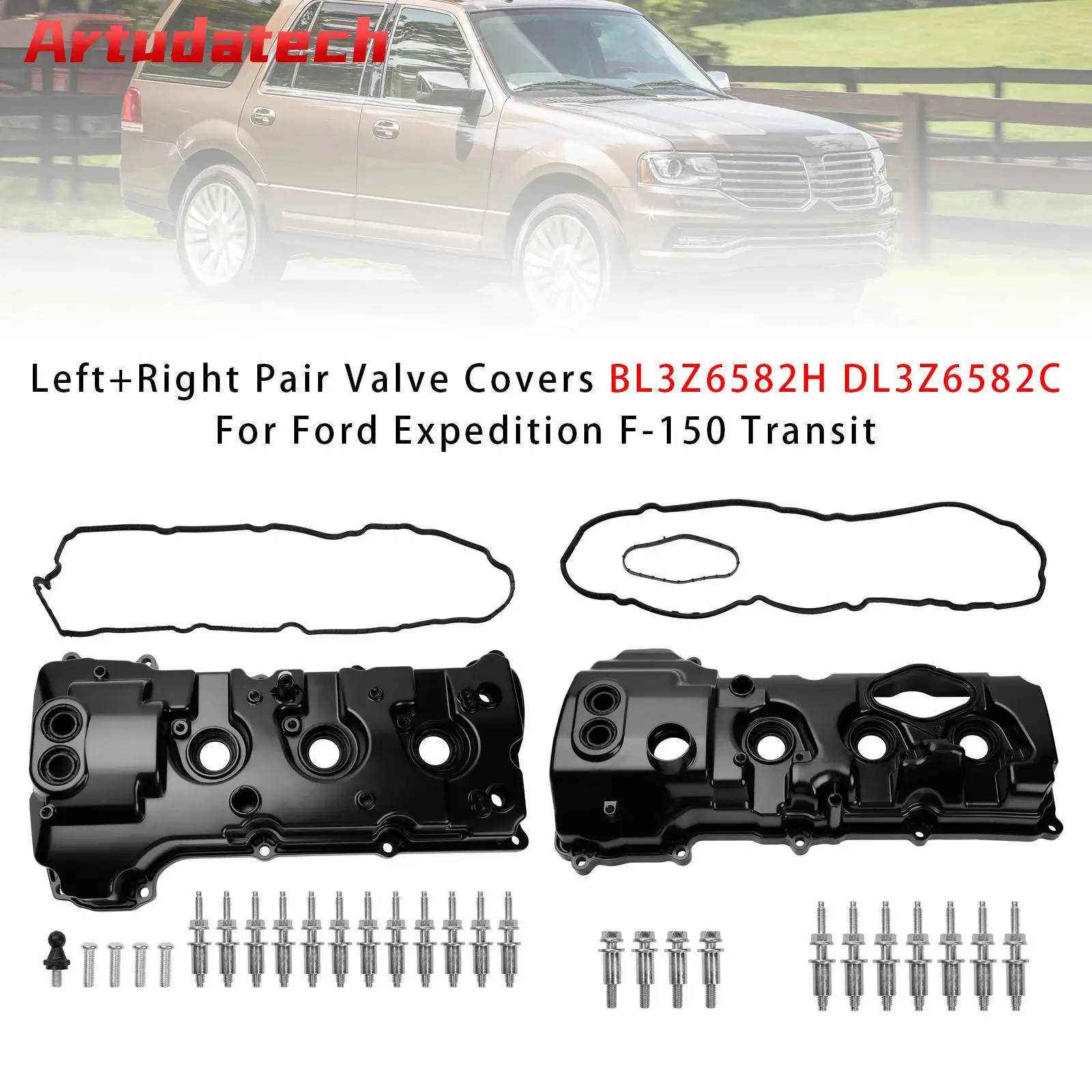 

Artudatech Left+Right Pair Valve Covers BL3Z6582H DL3Z6582C For Ford Expedition F-150 Car Accessories
