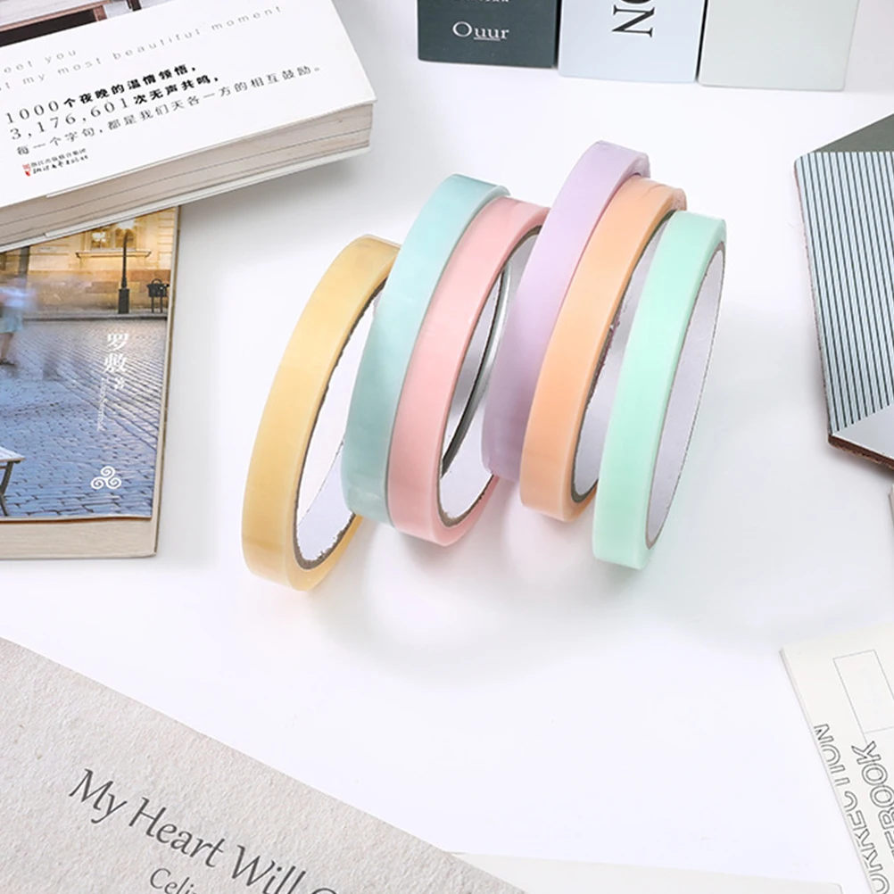 

6pcs Sticky 12mmx30m R om Color Silky Smooth DIY Adhesive Sticky Balls Tape Tape Home Accessory Stress Relief Toy