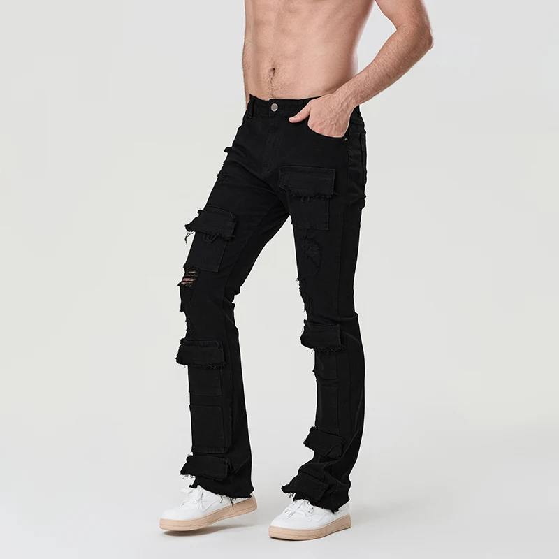 DistMurcia-Pantalon en denim déchiré pour homme, pantalon cargo skinny, streetwear décontracté, fjwith Pockets