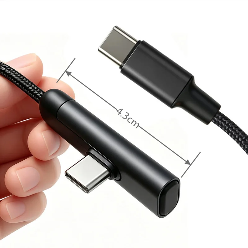 Kabel USB A do Type C z nylonową oplotką, kątowy 90 stopni, 5A 66W, szybkie ładowanie, 1m/2m/3m, do iPhone, Samsung, Huawei — zdjęcie produktu 6