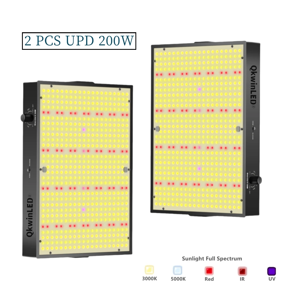 2Pcs LED Grow Lights 150W 200W for Indoor Plants Full Spectrum, Seed Starting Seedlings Vegetable Pepper Hanging