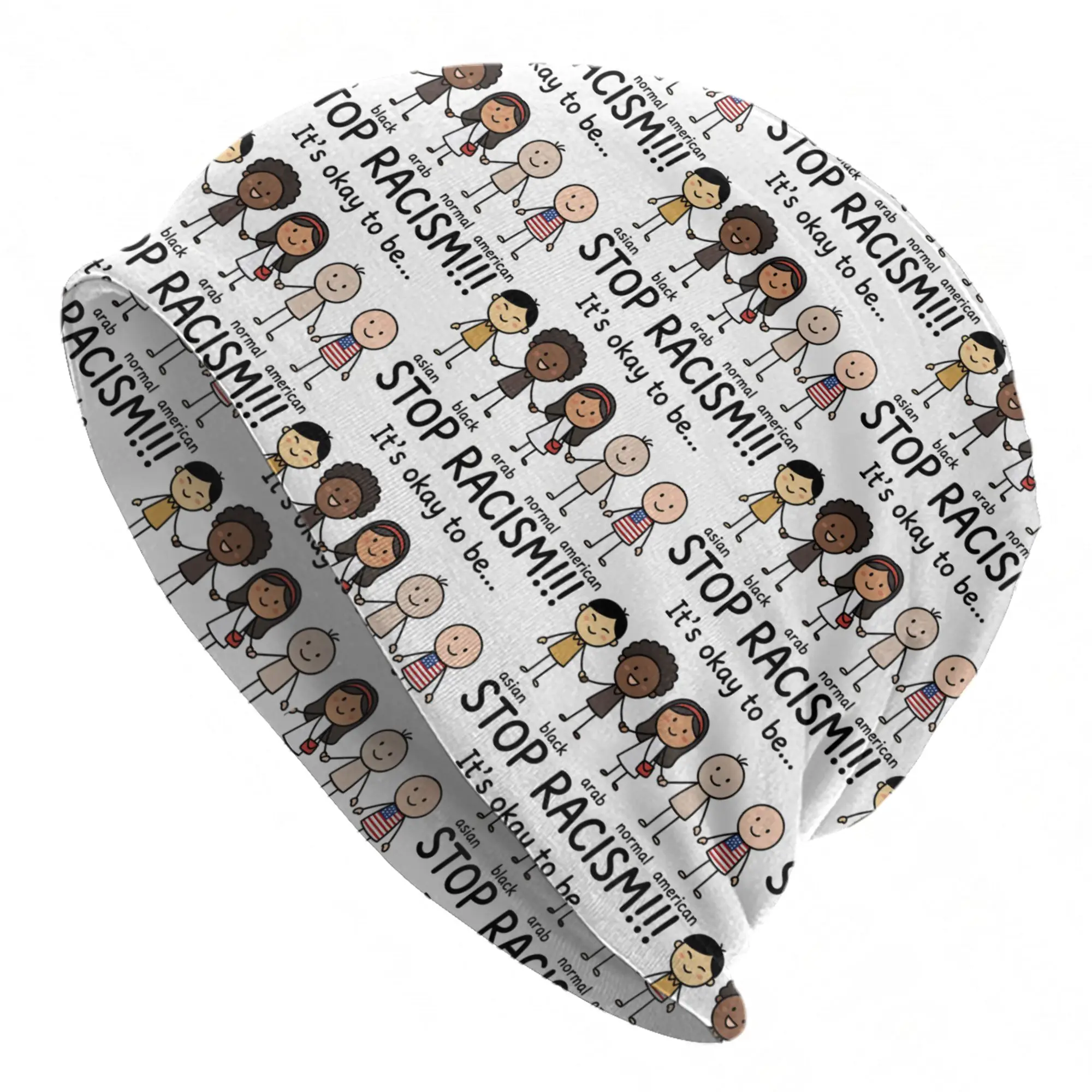 Stop Racism It's Okay To Be Asian Black Arab Normal American Bonnet Hats  Knit Hat Men Women Unisex Casual Head Wrap Beanie Hats