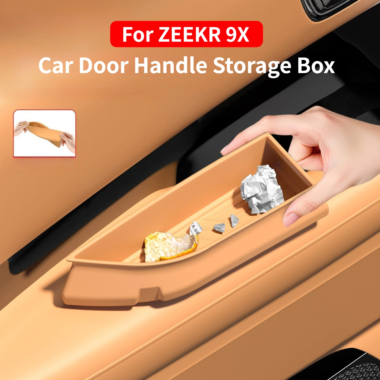 

For ZEEKR 9X Car Door Handle Storage Box Door Side Slot Stowing Tidying Storage Box Silicone Protective Pad Interior Accessories