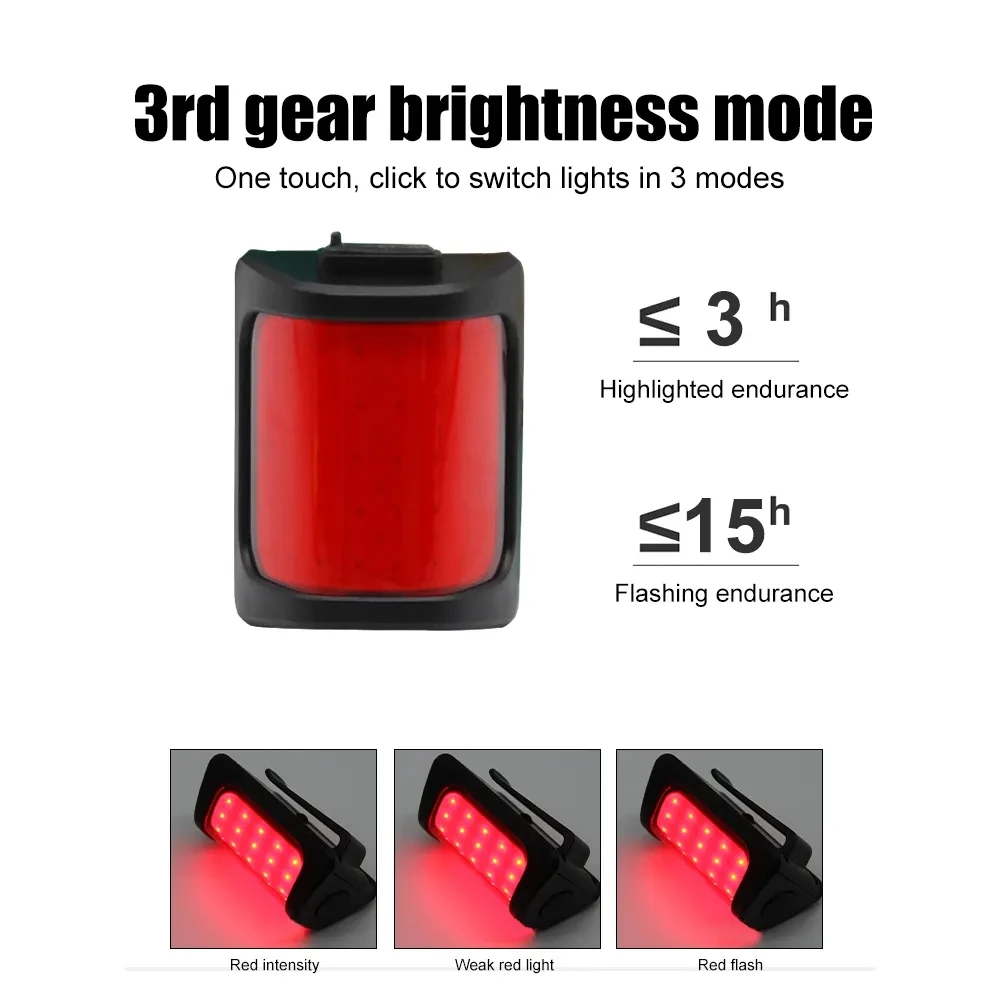 COB LED Flash Tail Rear Lights Type-C USB Charging Waterproof Bicycle Tail Light Lamp Multi Lighting Modes for Seatpost Backpack