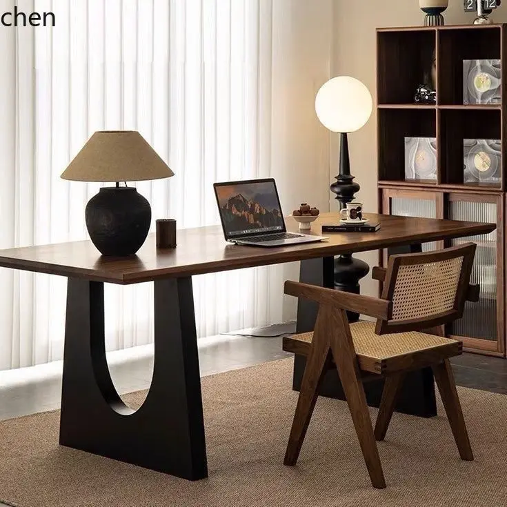 ZML Solid Wood Dining Table Living Room Large Long Desk Workbench Integrated Conference Office Desk
