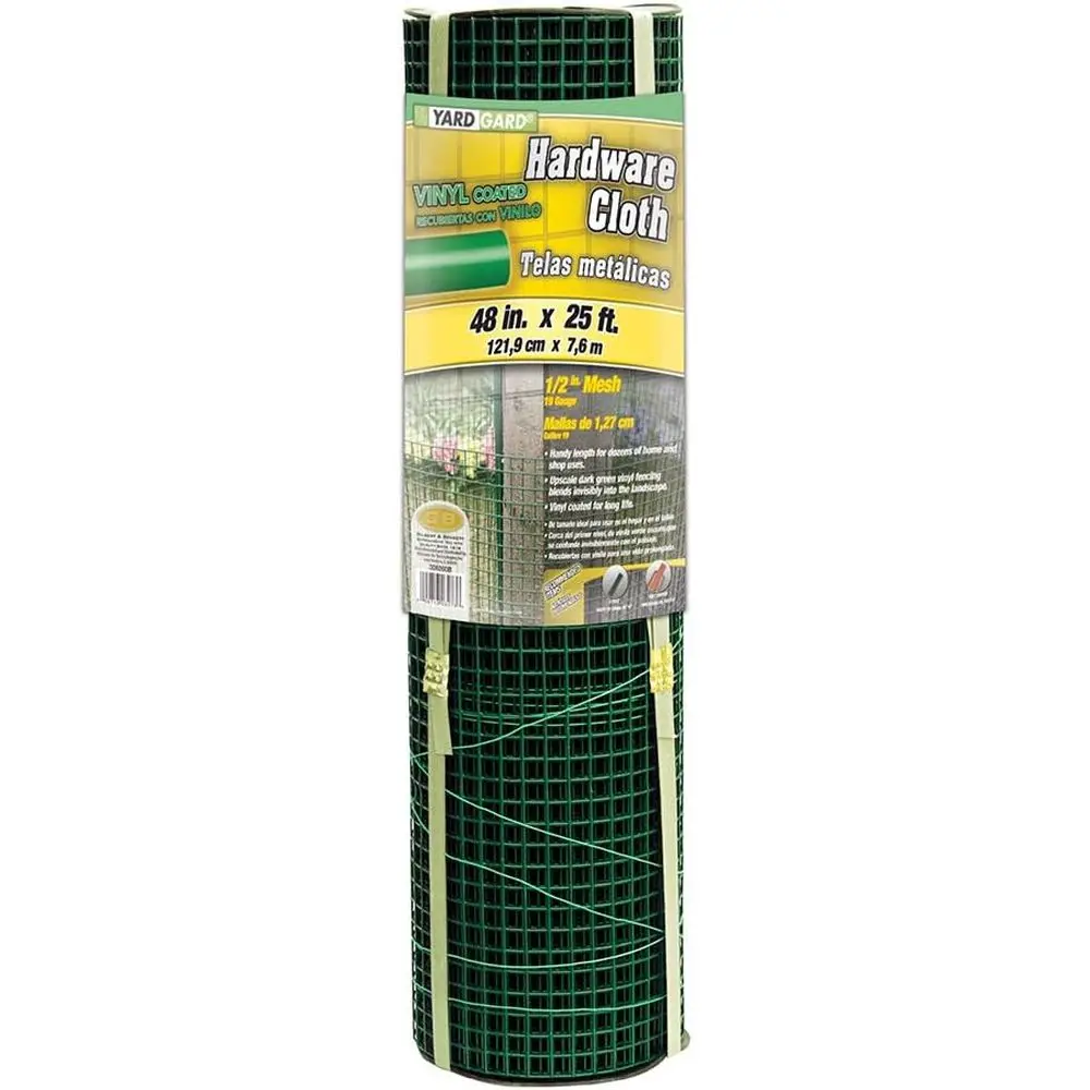 

YARDGARD – 1/2 in. Mesh Welded Wire ence Hardware Cloth – 48 in. x 25 t. 19‑Gauge Green Vinyl Coated Galvanized Steel – or Garde