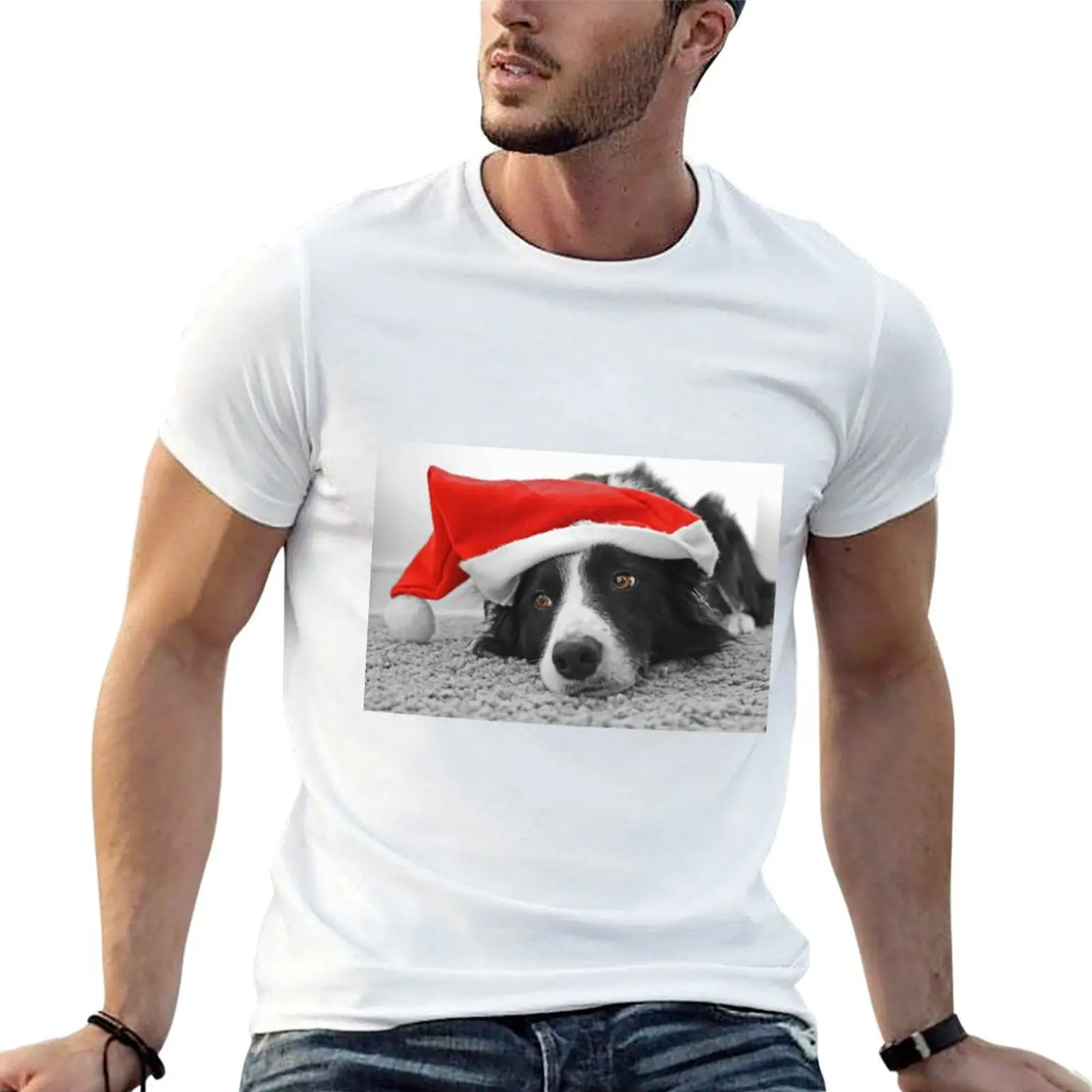 

Border Collie Christmas Card - Santa's Little Helper T-Shirt essential t shirt man graphic t shirt T-Shirt