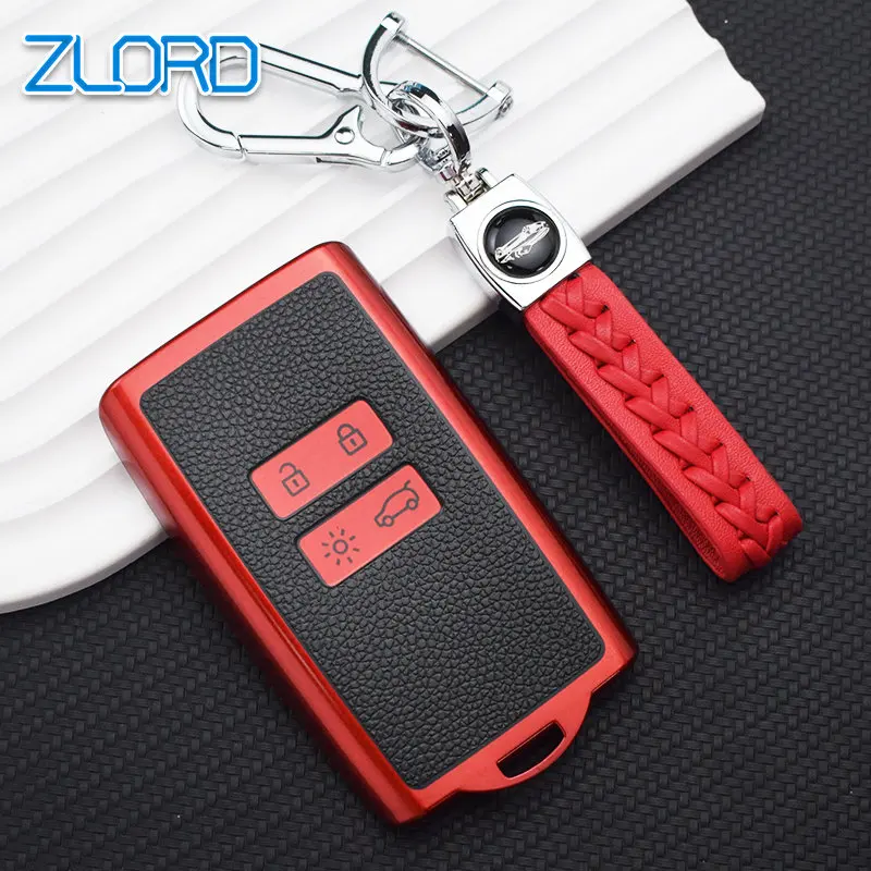 For Renault Captur Koleos Kadjar Arkana Megane Dacia Duster Sandero Stepway Leather Car Key Cover Smart Remote Control Fobs Case