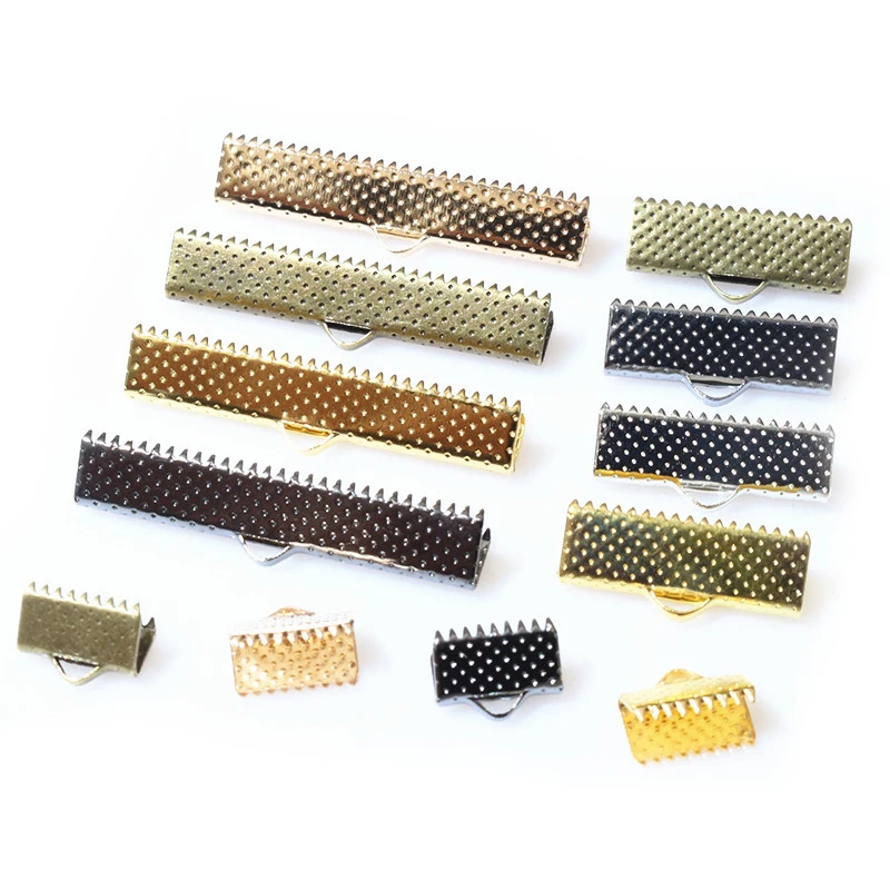 50pcs Cove Clasps Cord End Caps String Ribbon Leather Clip DIY Jewelry Making Supplies for Necklace Bracelet Connector Findings