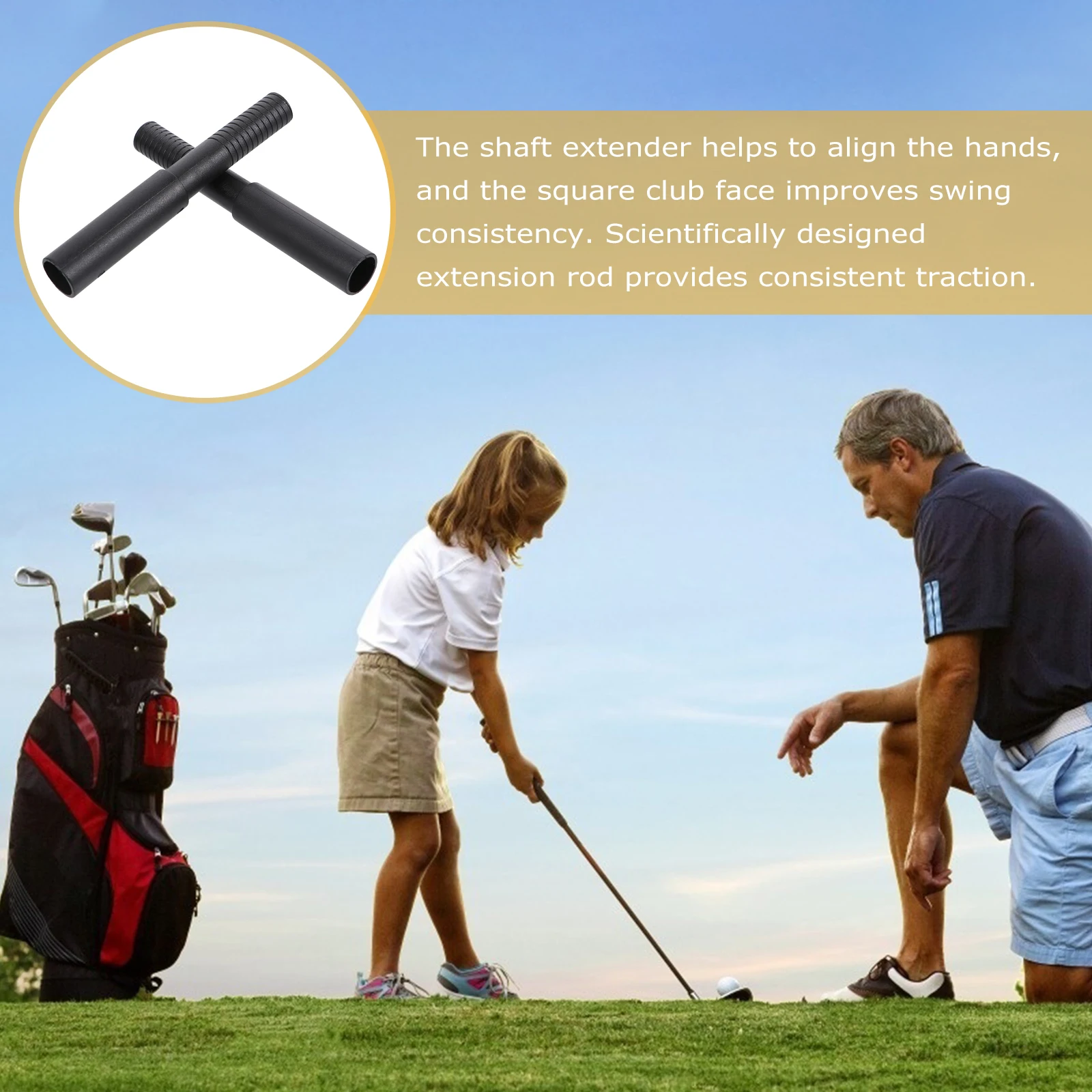 

2 Pcs Golf Club Extension Stick Parts Accesories Rod Putter Extensions Kit Grip Extender Pocket