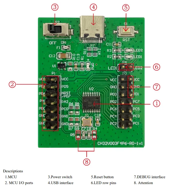 Ch32v003 Development Board Kit ch32v003/ch32v203 Evaluierung karte wch qingke risc Lernkit – Detail 2