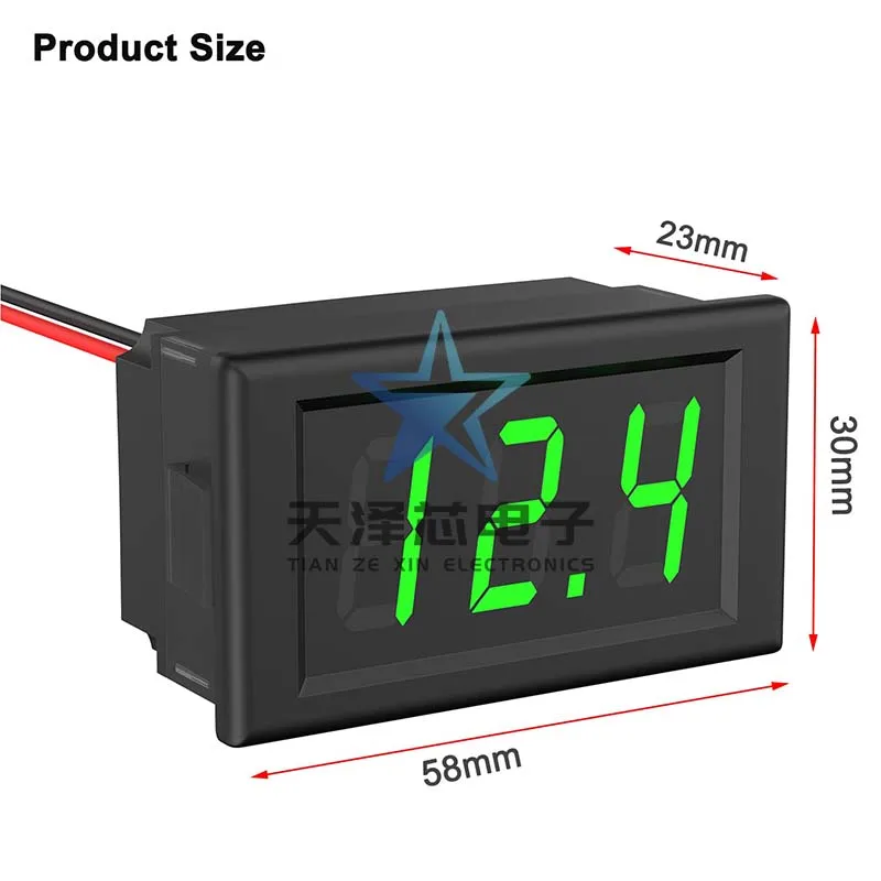 Dwuprzewodowy Dc5V-120V Dc cyfrowy wyświetlacz woltomierz woltomierz cyfrowy miernik pojazdu elektrycznego połączenie zapobiegające cofaniu 0,56