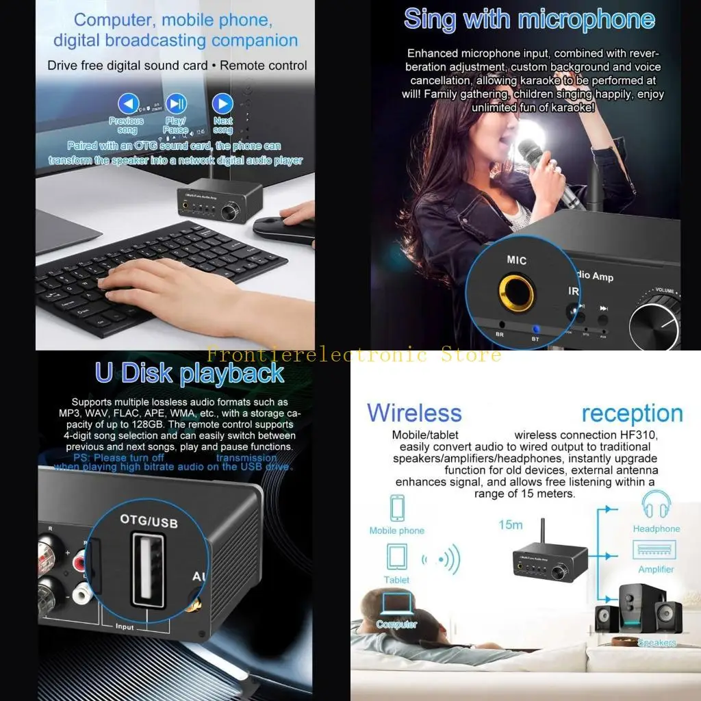 Amplificador Digital G8DB 100W potente TAS5828M Clase D compatible con 5,3 reproducción auditiva sin pérdidas para uso