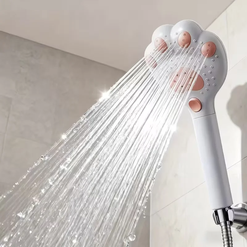 Adjustable Handheld Shower Head with 3-Speed Massage Paw Design for Bathroom Wall Mountable Plastic Shower Head