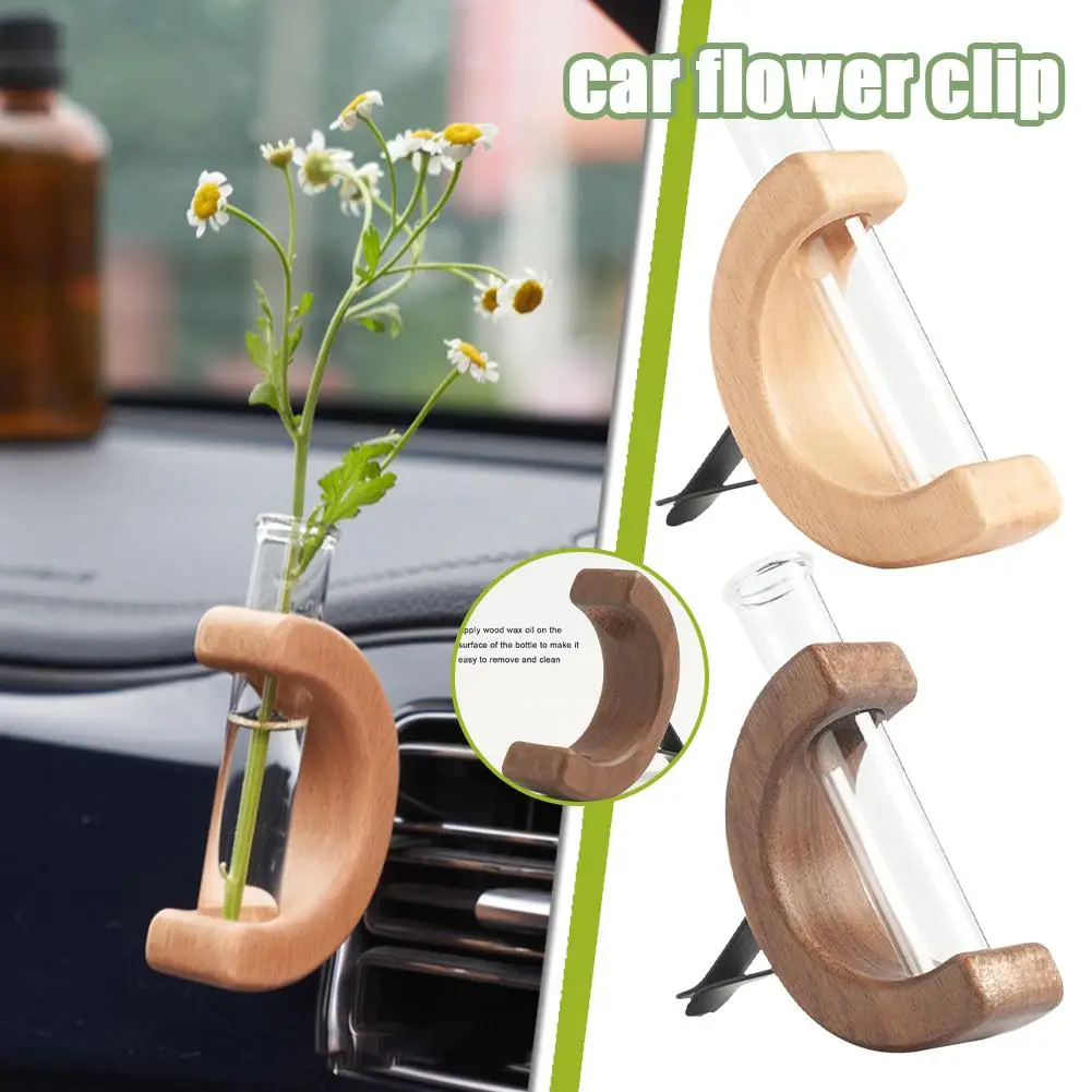 

Car Vent Flower Vase Portable Flower Test Tube Solid Plant Tube Car Wood Container Mini Floral Vase Clip Vase Test Holder Q8o4