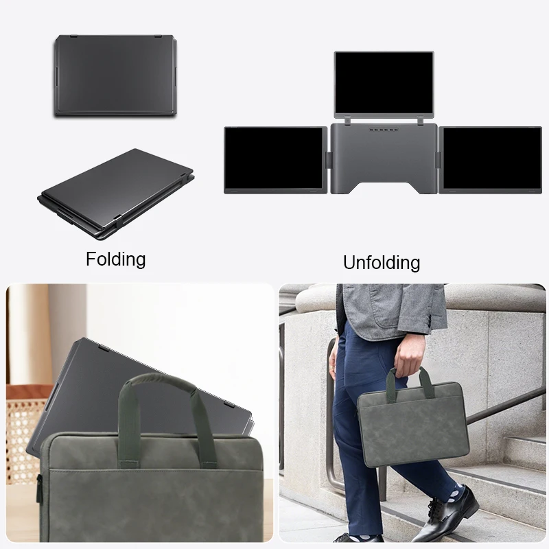Best Seller SRGB 100% Laptop Portable Monitor 16-inch Triple Laptop Screen Extender Easy To Carry One Cable Connection Super Thi