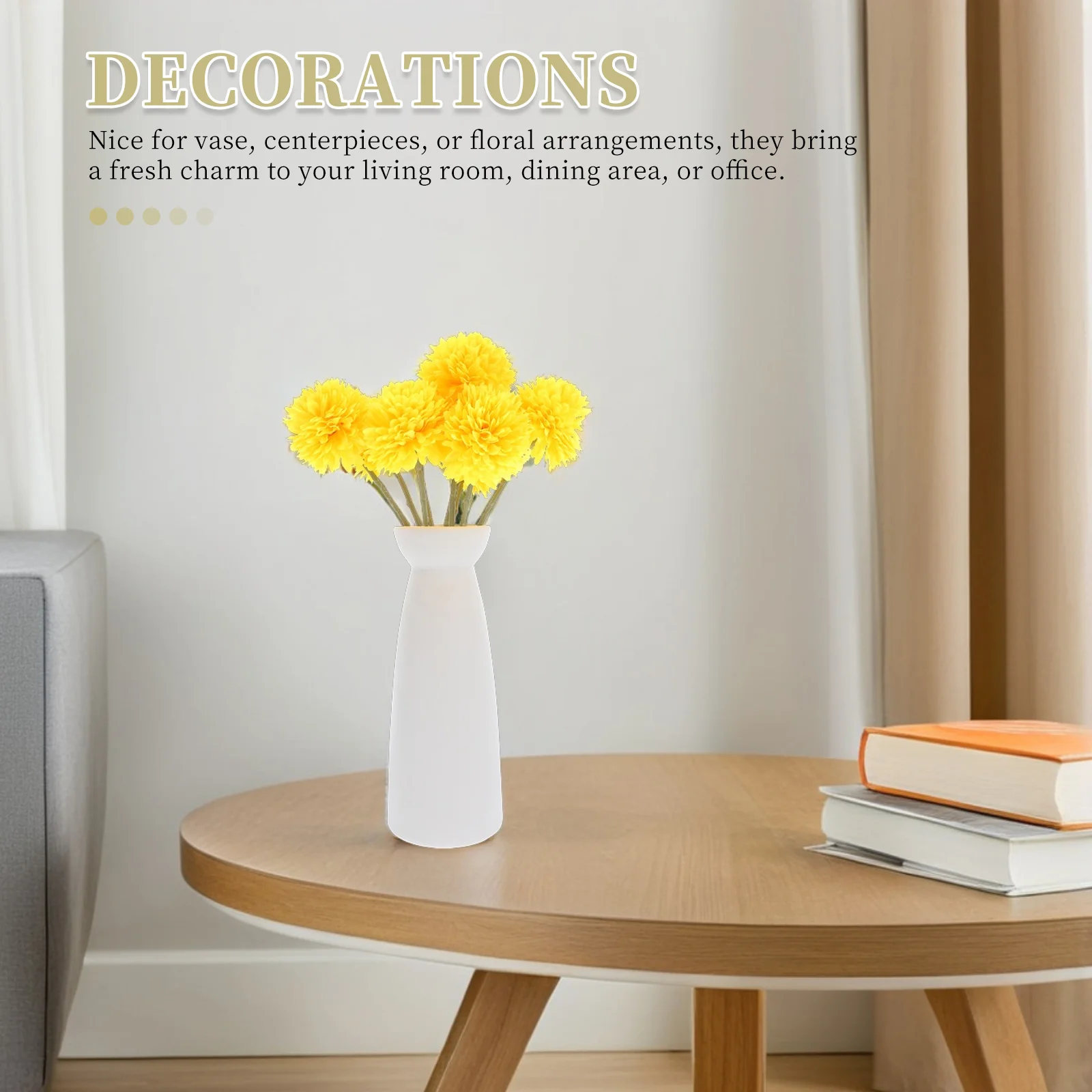 

10Pcs Artificial Chrysanthemum Ball Flowers Bouquet Faux Stems for Home Office Wedding Party DIY Floral Arrangements Centerpiece