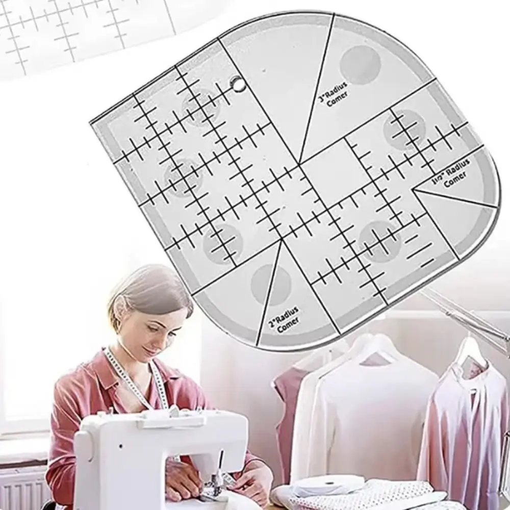 Non Slip Curved Corner Cutter Ruler Acrylic Durable Patchworks Sewing Template Clear Scale Accurate Multifunctional Angle Ruler