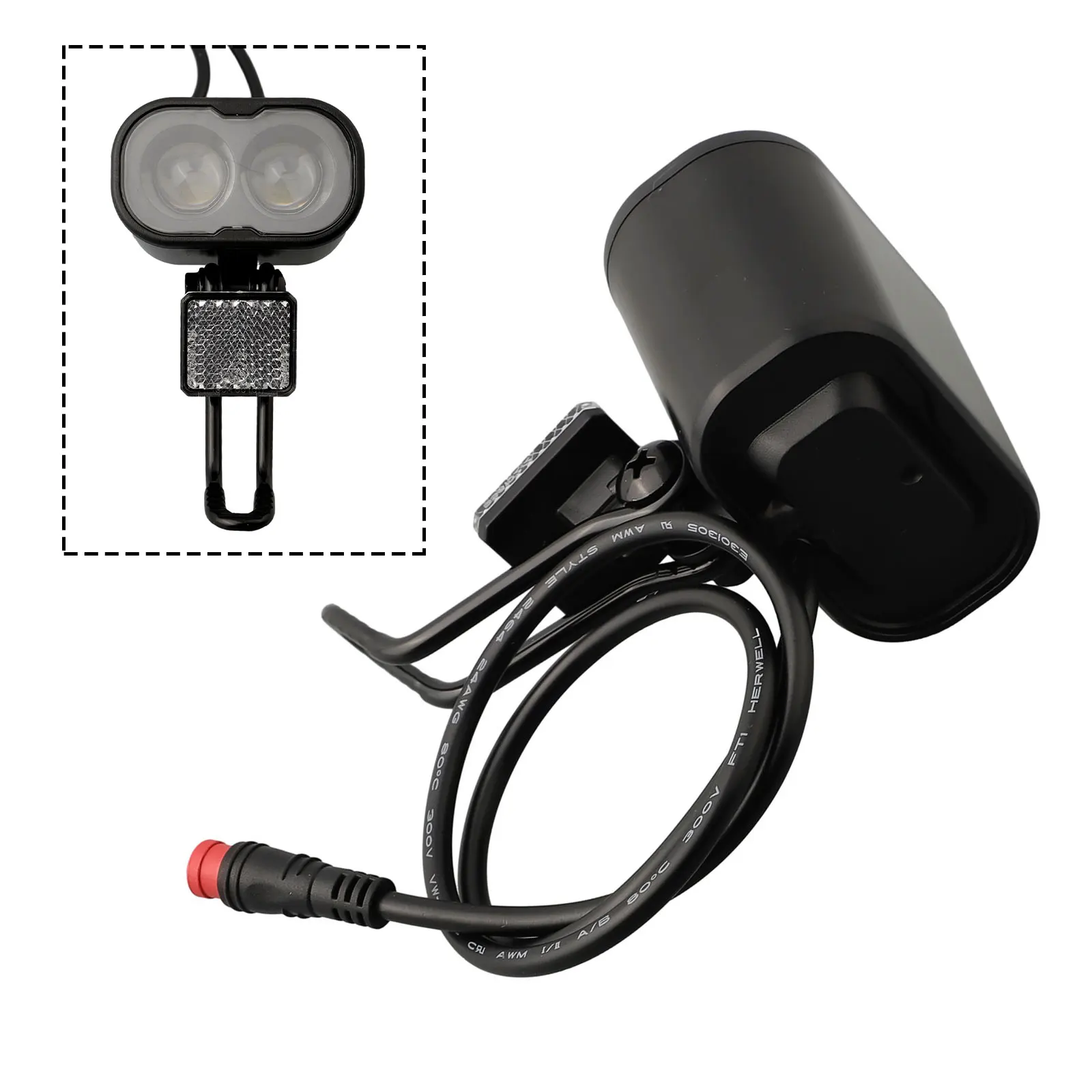 Faro della batteria al litio della bicicletta 12-48V 2pin illuminazione della bici luce della testa impermeabile accessori per il ciclismo notturno