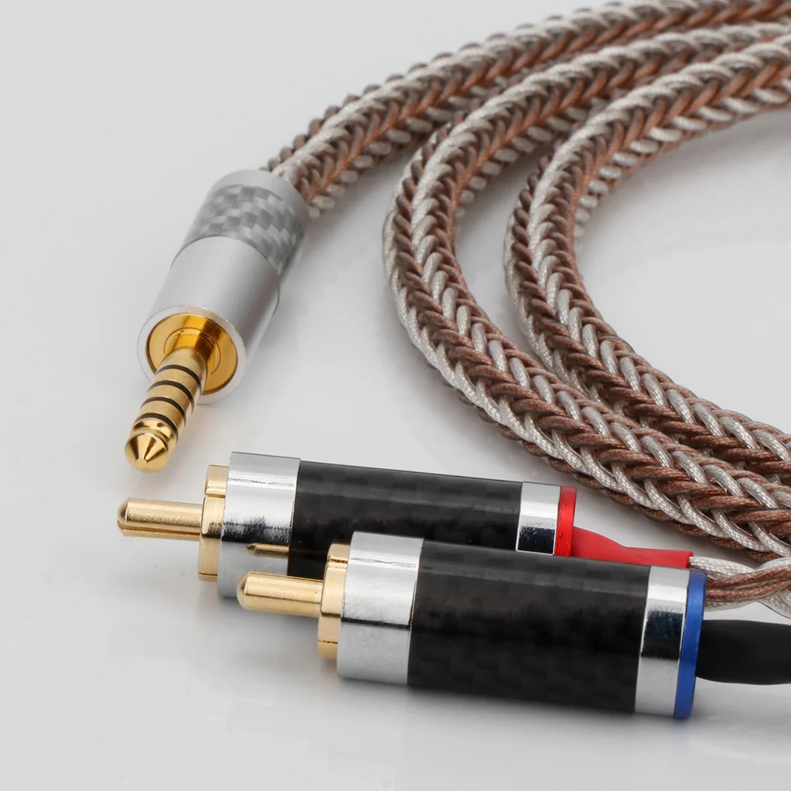 High-Fidelity OCC Silver Plated 3.5mm/4.4mm/4pin XLR to 2RCA Headphone Aux Cable - Ultra High Purity 16 Cores Conductor, Customi