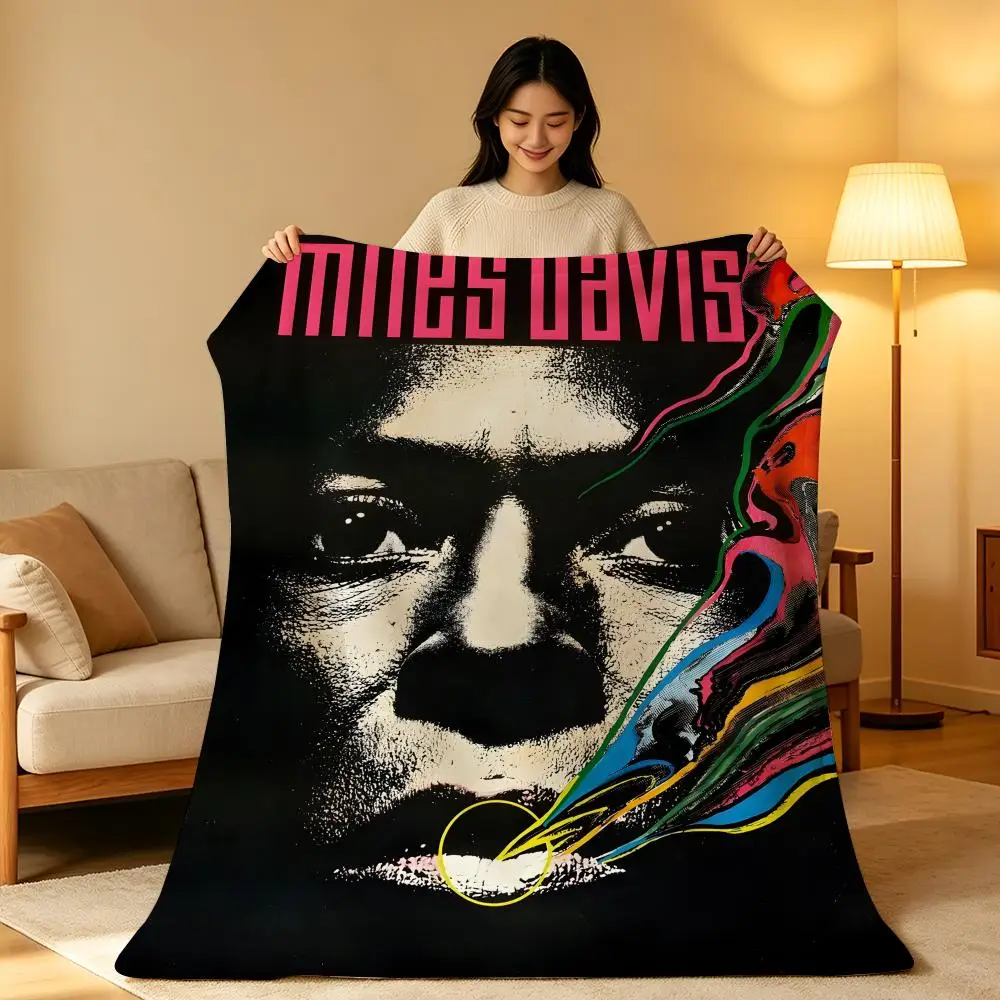 Music M-Miles D-Davis Throw hot High-Density Short Plush Blanket Soft Skin-Friendly for Sofa Nap Air-Conditioned Room