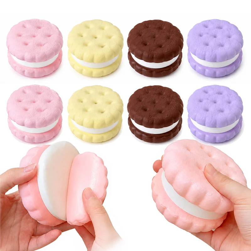Slow Rising Sandwich Cookie Squishy Kawaii Dessert Cake Soft Squeeze Toy Stress Relief Sensory Fidget ADHD Gift for Kids Adults