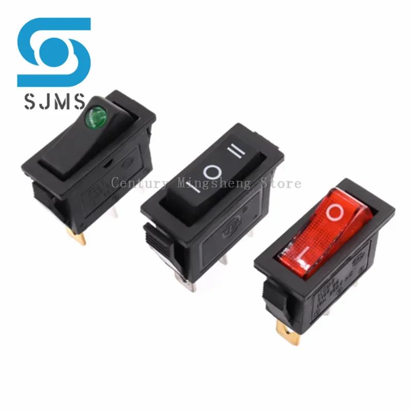 2PCS KCD3 220V ON/OFF SPST 13.5*31MM Rocker Switch Single Pole Single Throw 2 Position 20A 125VAC With LED Light