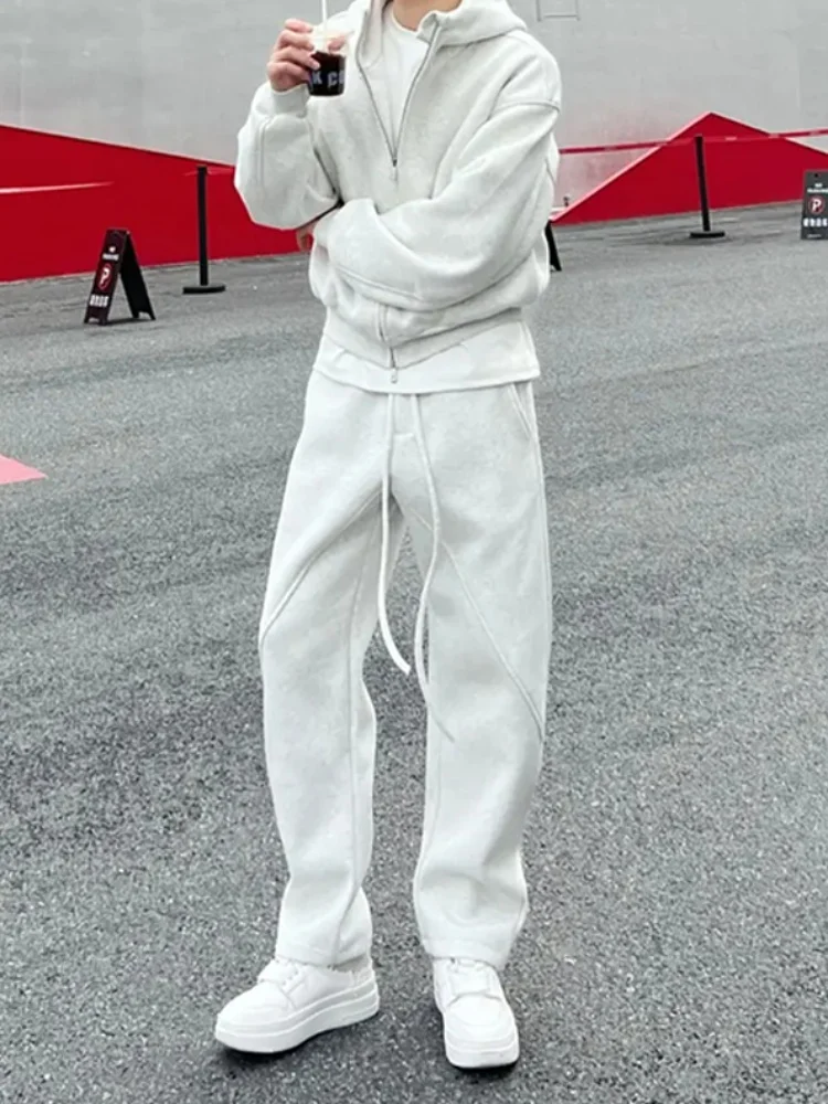 

Men's Fce Lined Thiened Winter Sports Casual Pants Knife Design Heavyweight ey Floral Pants Loose Fit Long Trousers