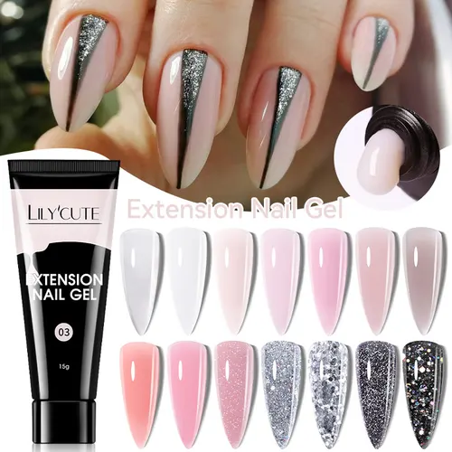 LILYCUTE extensión de Gel de uñas Polih leche desnuda Vernis blanco Semis Gel UV permanente para arte de uñas prolonga barnices de Gel de construcción