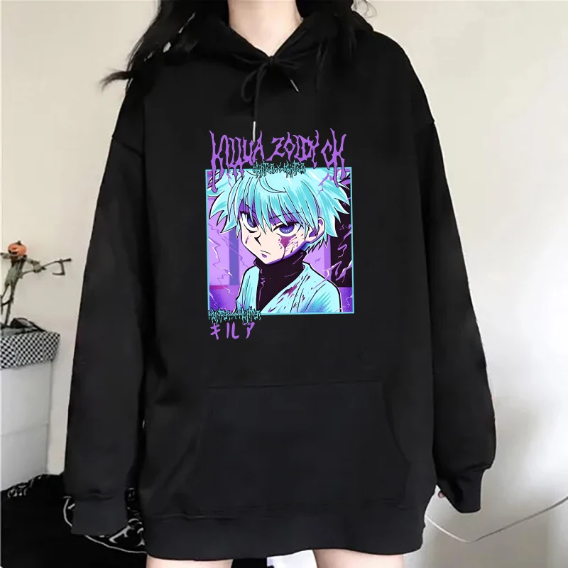 New Fashion Anime Killua Zoldyck Pullover Long Sleeve Sports Hoodie Women Cotton Sweatshirt Pullover Tops