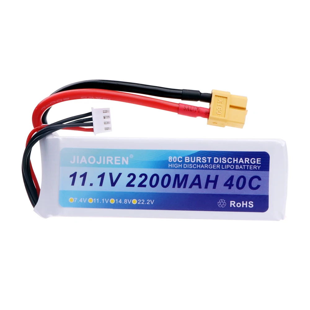 Baterai LiPo 3S 11.1V 2200mAh, untuk pesawat helikopter RC, Quadcopter, mobil dengan T/JST/XT30/XT60, suku cadang baterai 11.1v